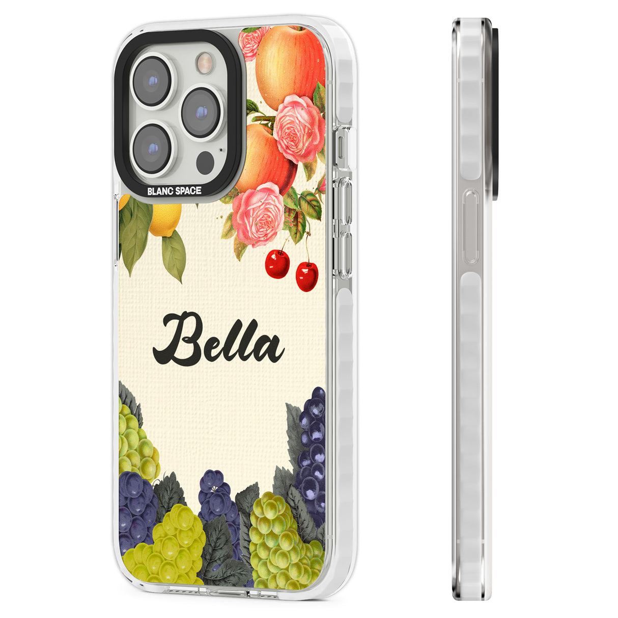 Personalised Vintage Fruits Clear Impact Phone Case for iPhone 13 Pro, iPhone 14 Pro, iPhone 15 Pro