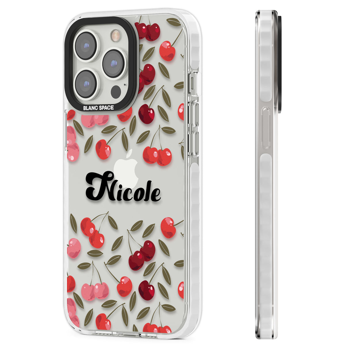 Personalised Cherry Pattern Clear Impact Phone Case for iPhone 13 Pro, iPhone 14 Pro, iPhone 15 Pro