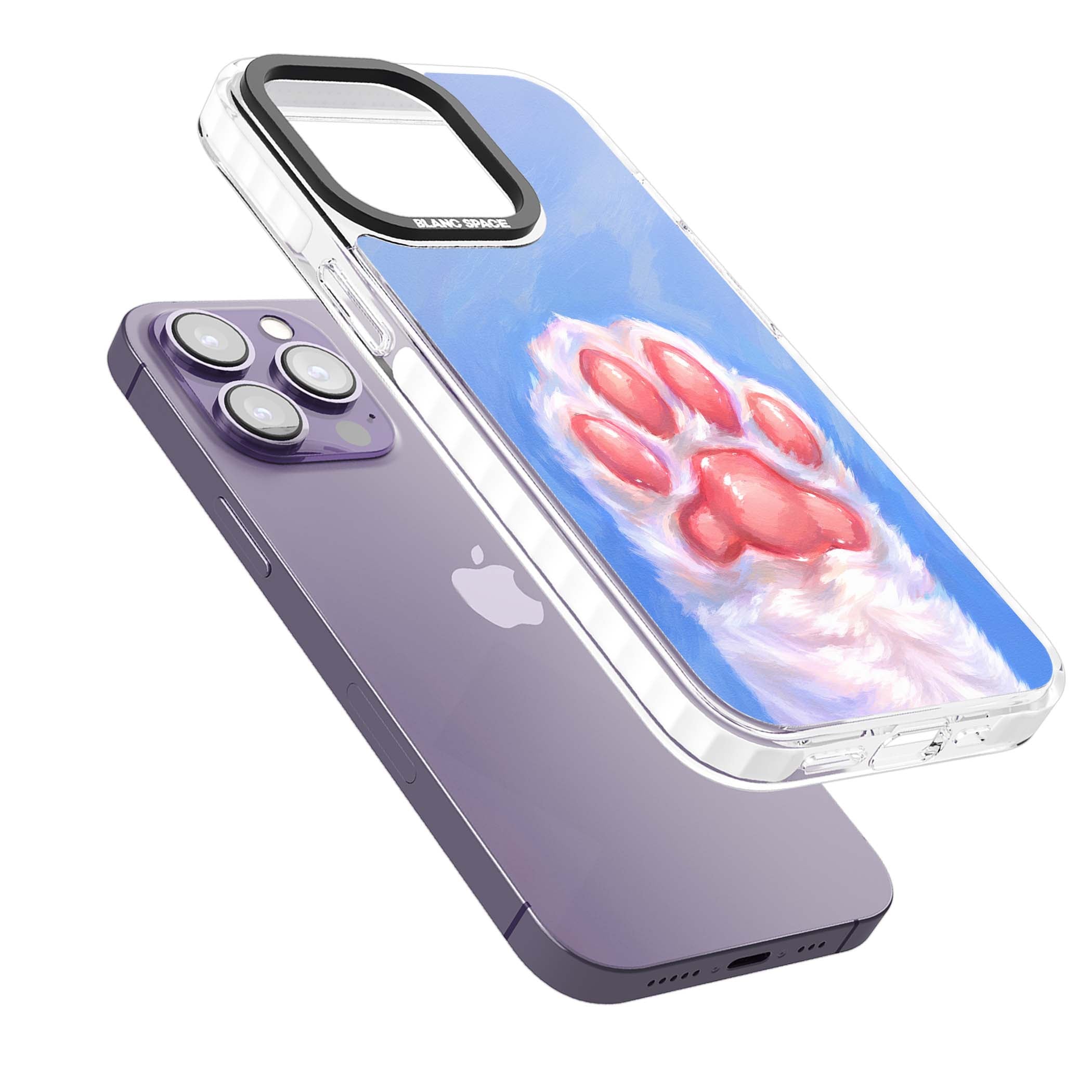 Soft White Paw cute iPhone case | Clear Impact case for iPhone 13 Pro, iPhone 14 Pro, iPhone 15 Pro