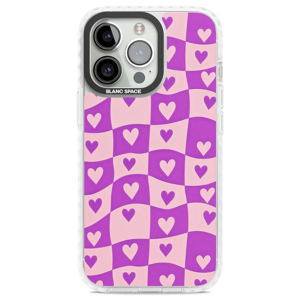 Purple Wavy Checked Hearts
