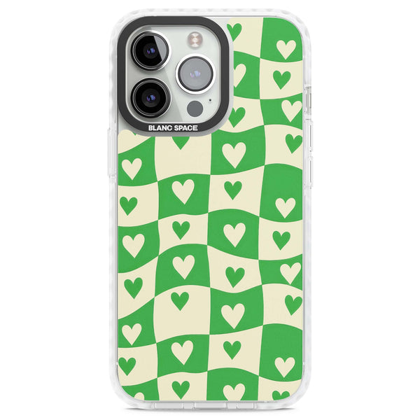 Green Wavy Checked Hearts