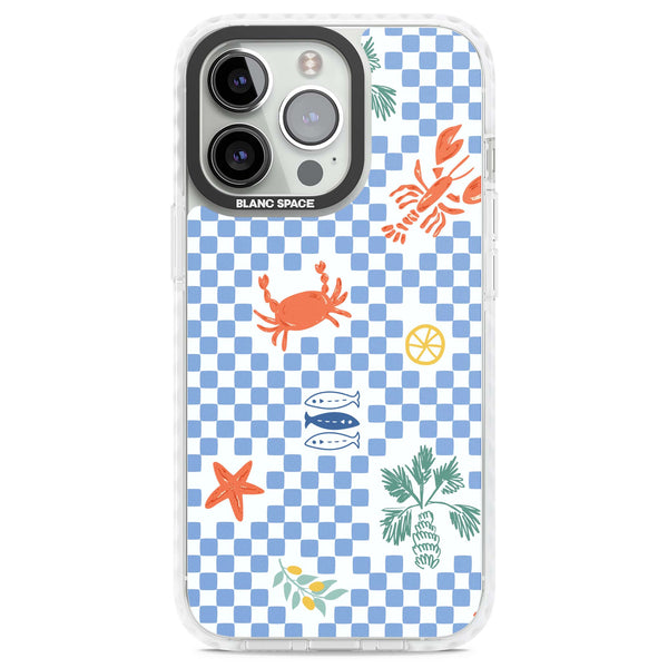 Blue Check Coastal Motifs