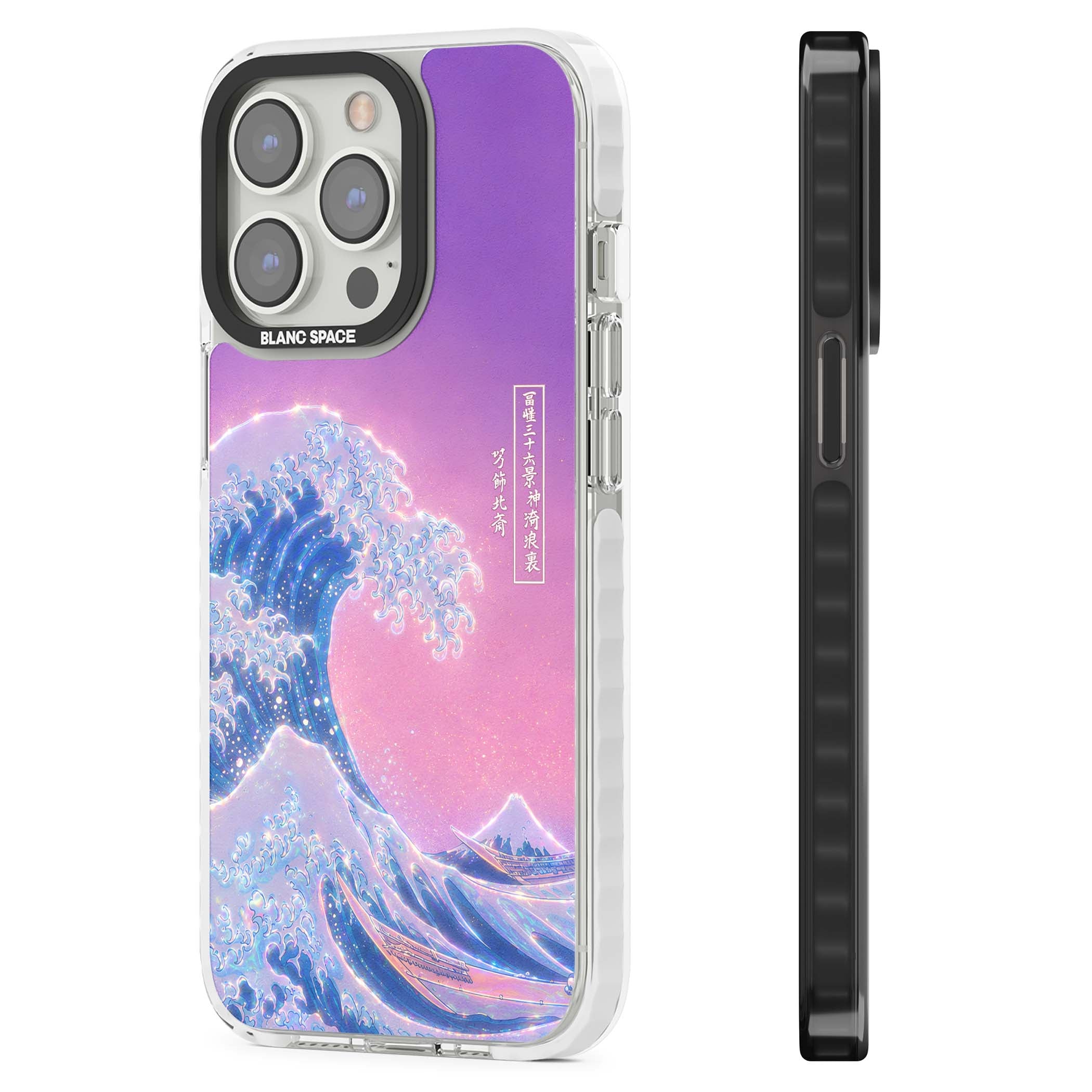 The Great Opal Wave Japanese iPhone case featuring Hokusai's great wave in iridescent pastels with lilac sky and Mou | Clear Impact case for iPhone 13 Pro, iPhone 14 Pro, iPhone 15 Pro