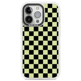 Black & Lime Check Clear Impact Phone Case for iPhone 13 Pro, iPhone 14 Pro, iPhone 15 Pro