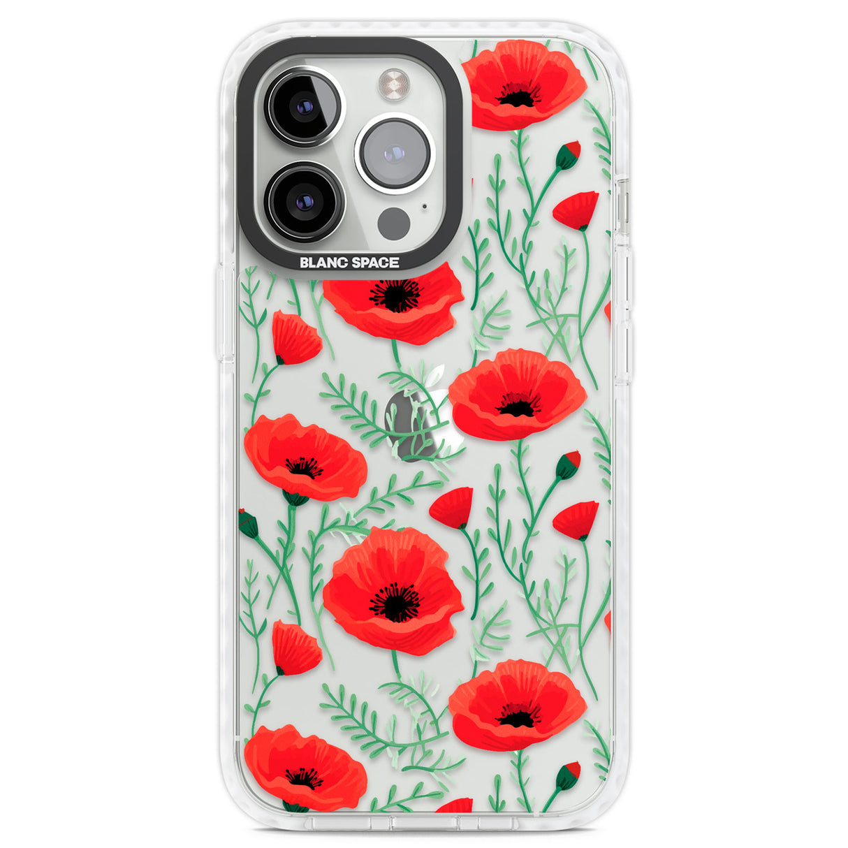 Poppy Garden Clear Impact Phone Case for iPhone 13 Pro, iPhone 14 Pro, iPhone 15 Pro