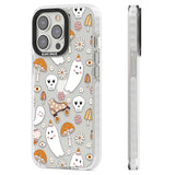 Cute Ghost and Skulls Pattern Clear Impact Phone Case for iPhone 13 Pro, iPhone 14 Pro, iPhone 15 Pro