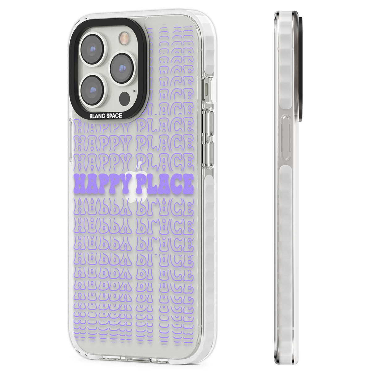 Happy Place (Purple) Clear Impact Phone Case for iPhone 13 Pro, iPhone 14 Pro, iPhone 15 Pro