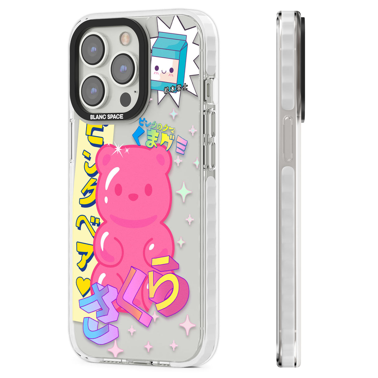 Kawaii Pink Bear Collage Clear Impact Phone Case for iPhone 13 Pro, iPhone 14 Pro, iPhone 15 Pro