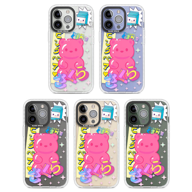 Kawaii Pink Bear Collage Clear Impact Phone Case for iPhone 13 Pro, iPhone 14 Pro, iPhone 15 Pro