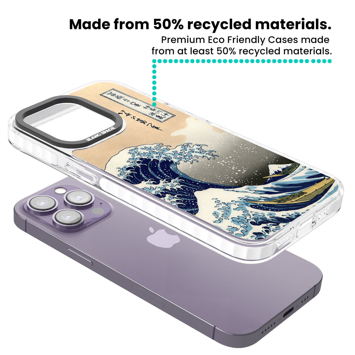 Great Wave Clear Impact Phone Case for iPhone 13 Pro, iPhone 14 Pro, iPhone 15 Pro