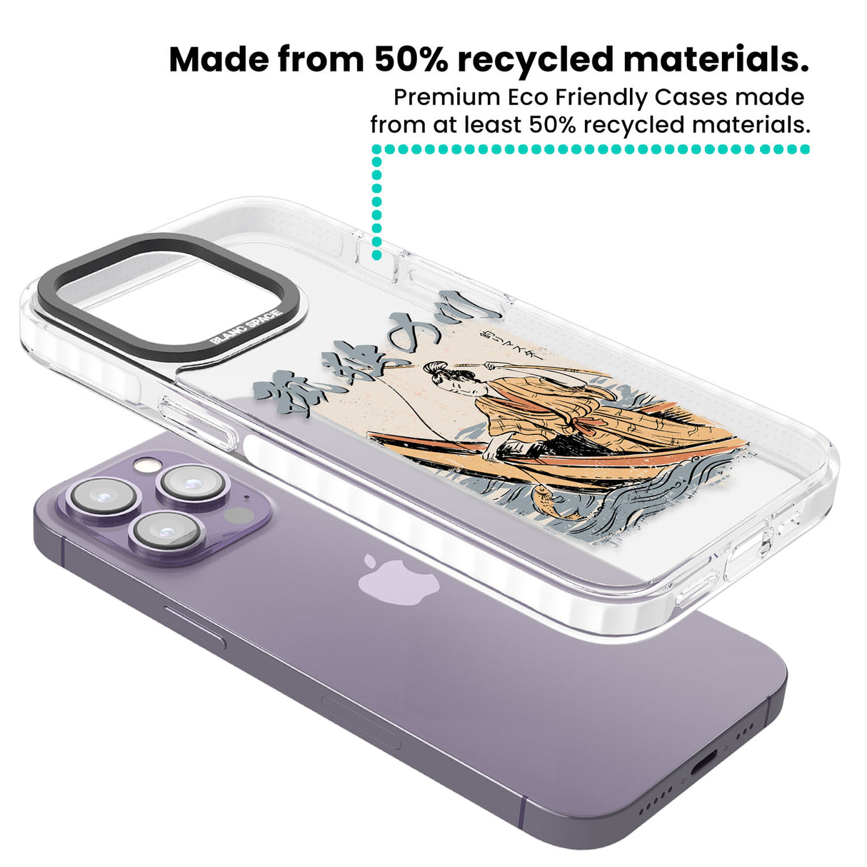 Japanese River Clear Impact Phone Case for iPhone 13 Pro, iPhone 14 Pro, iPhone 15 Pro