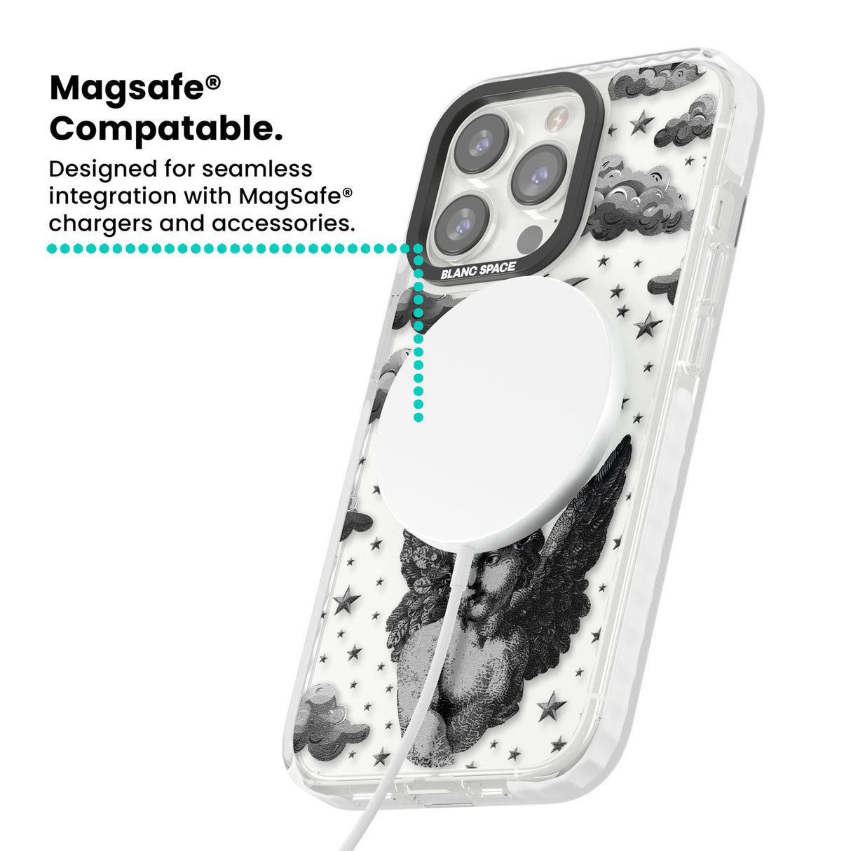 Celestial Cherub Magsafe Impact Phone Case for iPhone 13 Pro, iPhone 14 Pro, iPhone 15 Pro