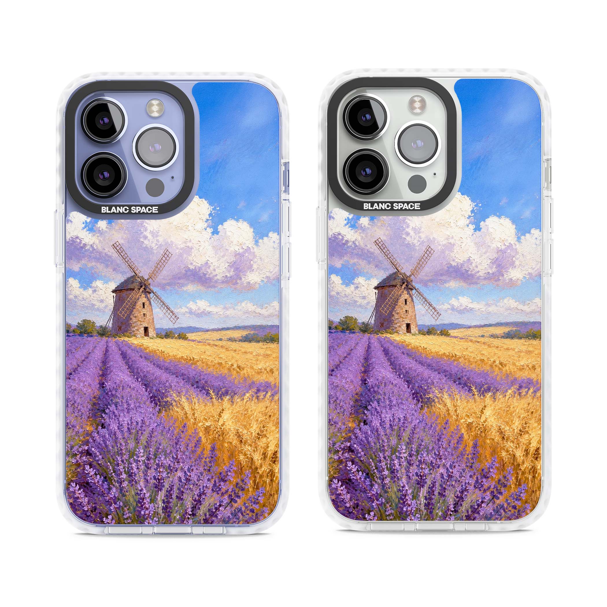 Lavender Mill cottagecore iPhone case featuring a French windmill, lavender field and golden wheat oil painting | Impact Magsafe case for iPhone 13 Pro, iPhone 14 Pro, iPhone 15 Pro