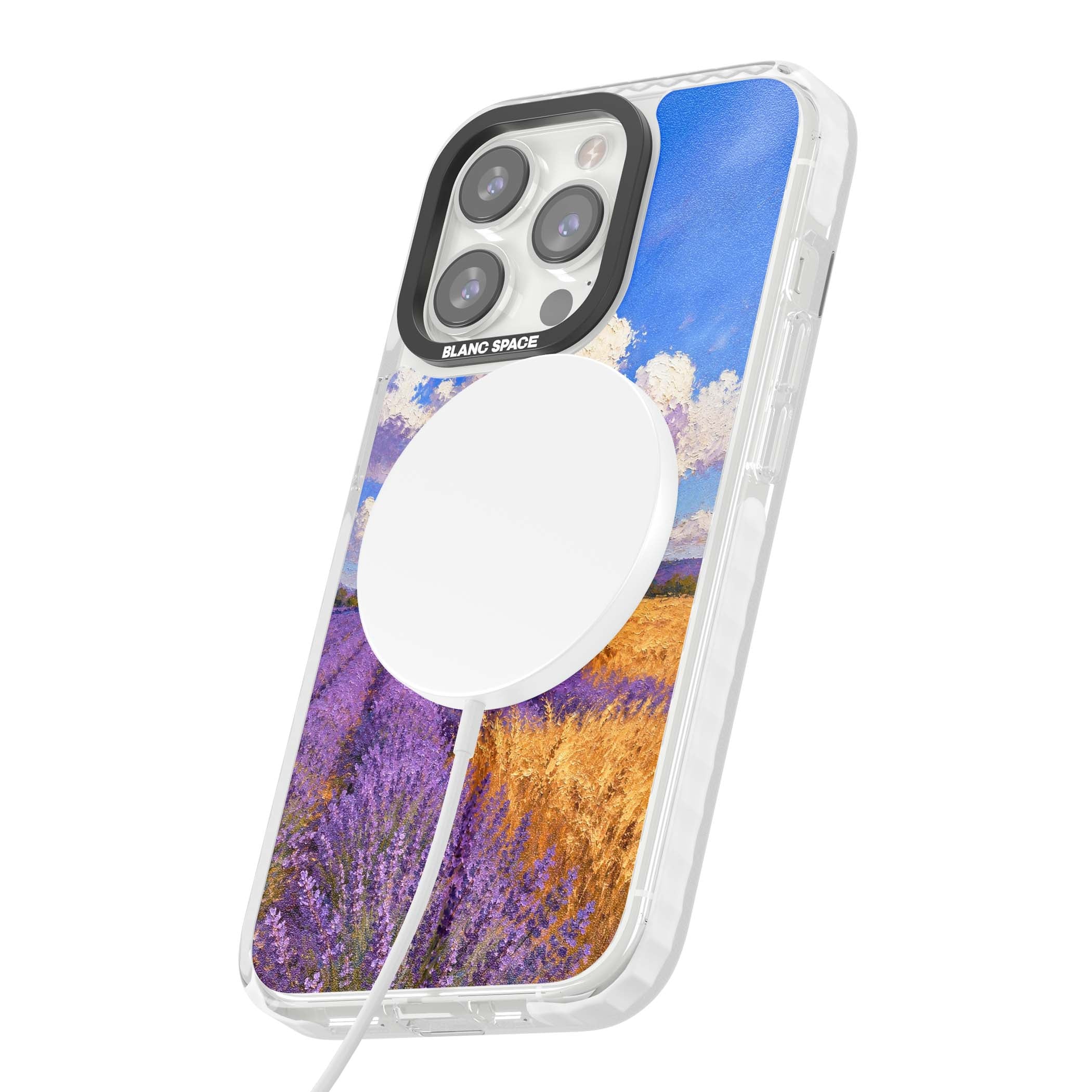 Lavender Mill cottagecore iPhone case featuring a French windmill, lavender field and golden wheat oil painting | Impact Magsafe case for iPhone 13 Pro, iPhone 14 Pro, iPhone 15 Pro