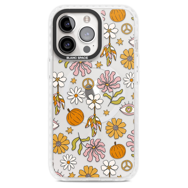 Retro Boho Fall Floral Magsafe Impact Phone Case for iPhone 13 Pro, iPhone 14 Pro, iPhone 15 Pro