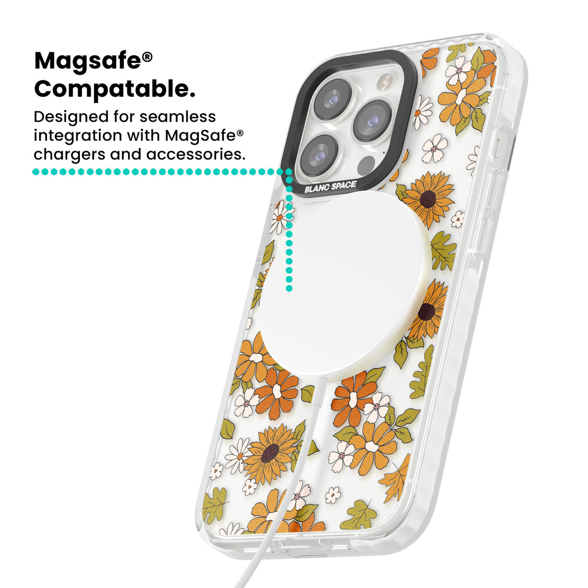 Boho Sunflowers Magsafe Impact Phone Case for iPhone 13 Pro, iPhone 14 Pro, iPhone 15 Pro