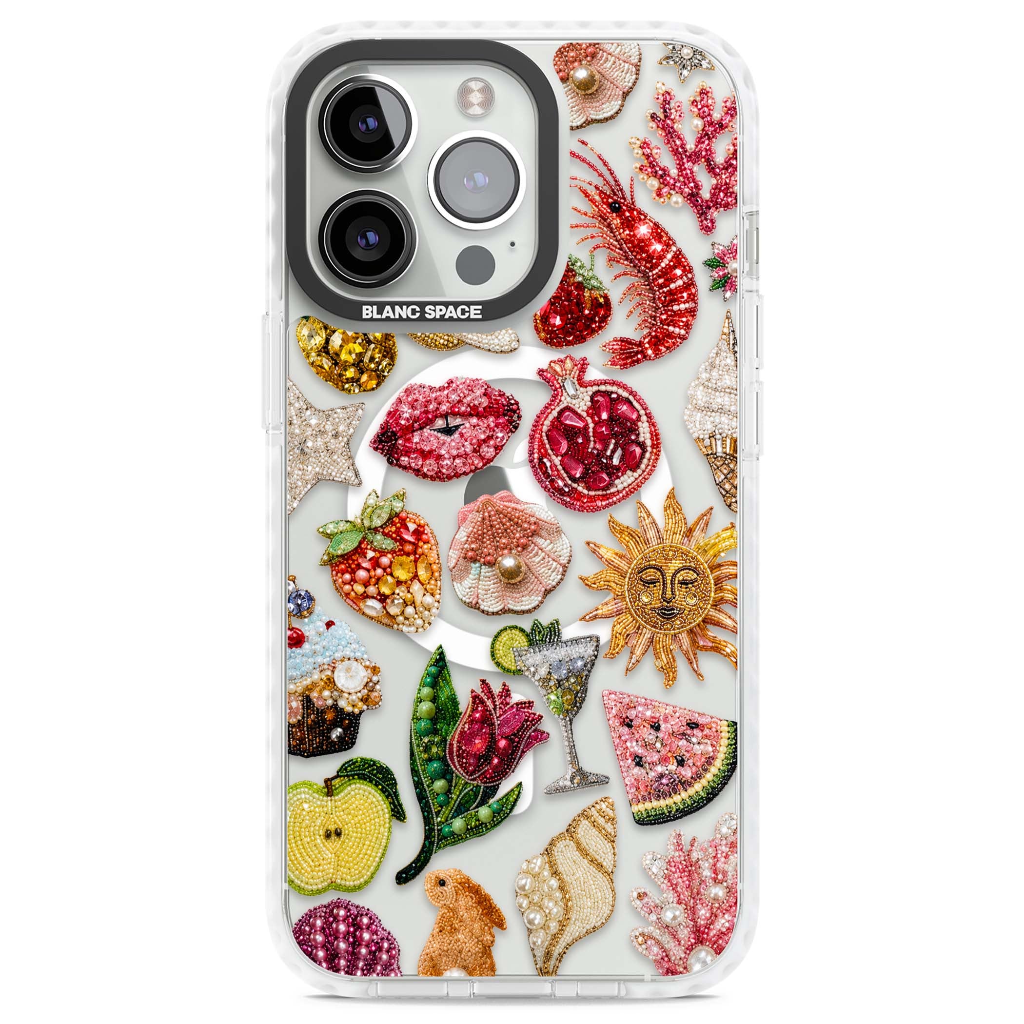 Beaded Riviera coquette iPhone case | Impact Magsafe case for iPhone 13 Pro, iPhone 14 Pro, iPhone 15 Pro