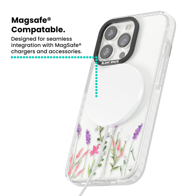 Personalised Lavender Wildflowers Magsafe Impact Phone Case for iPhone 13 Pro, iPhone 14 Pro, iPhone 15 Pro