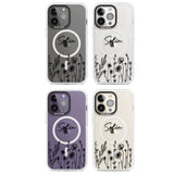 Personalised Black Wildflowers Magsafe Impact Phone Case for iPhone 13 Pro, iPhone 14 Pro, iPhone 15 Pro