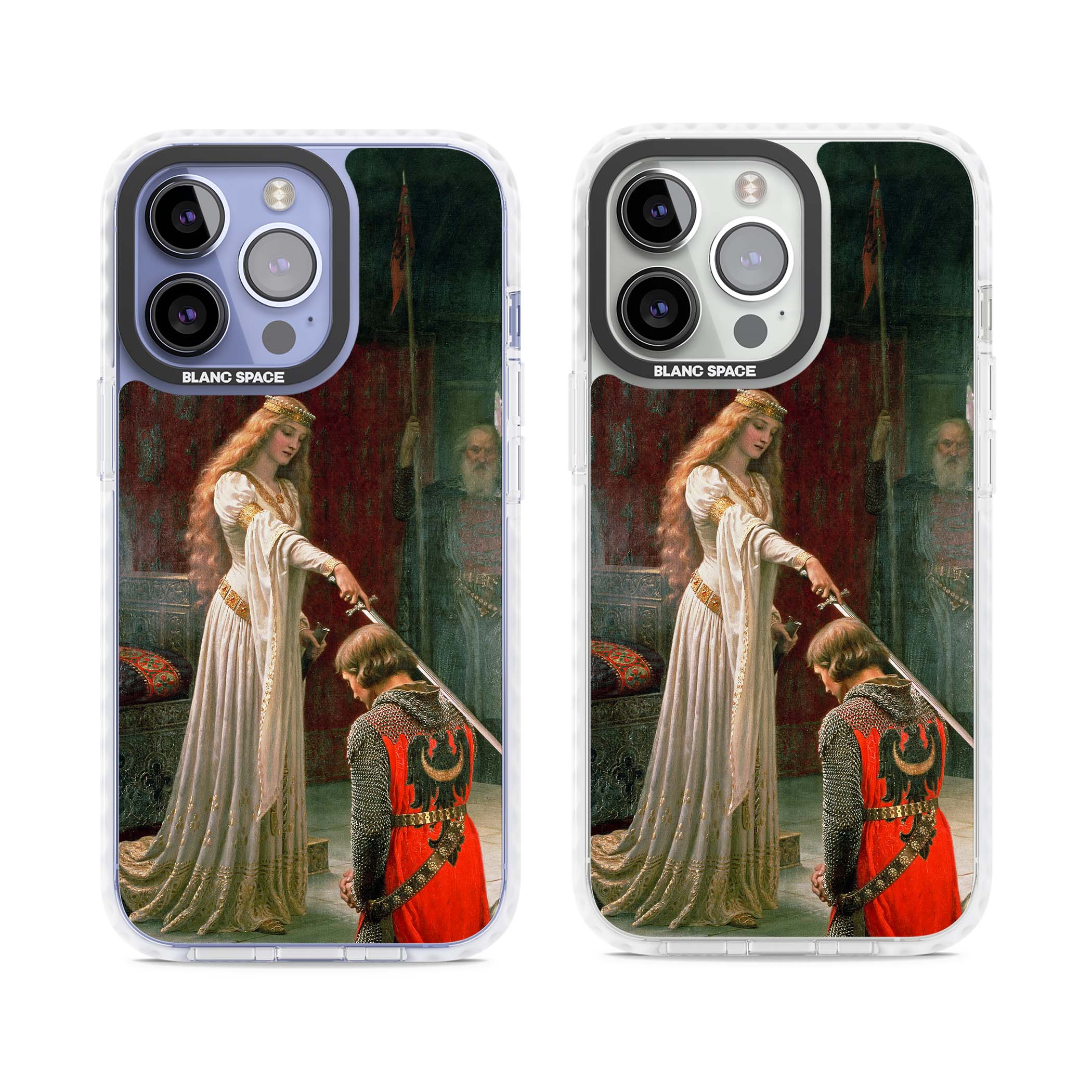 The Accolade renaissance art iPhone case featuring Edmund Blair Leighton's painting of a queen knighting a kneeling knight | Impact Magsafe case for iPhone 13 Pro, iPhone 14 Pro, iPhone 15 Pro