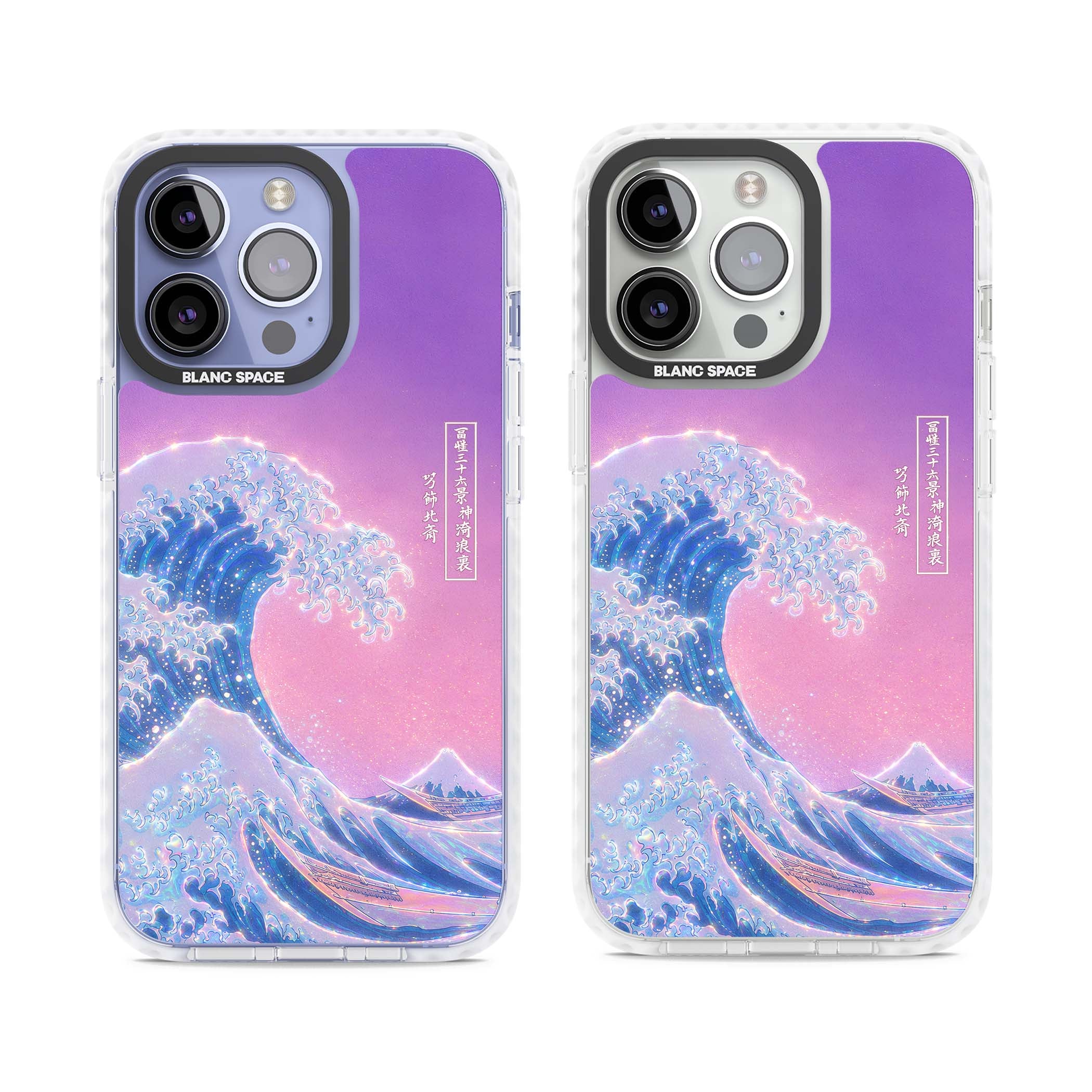 The Great Opal Wave Japanese iPhone case featuring Hokusai's great wave in iridescent pastels with lilac sky and Mou | Impact Magsafe case for iPhone 13 Pro, iPhone 14 Pro, iPhone 15 Pro