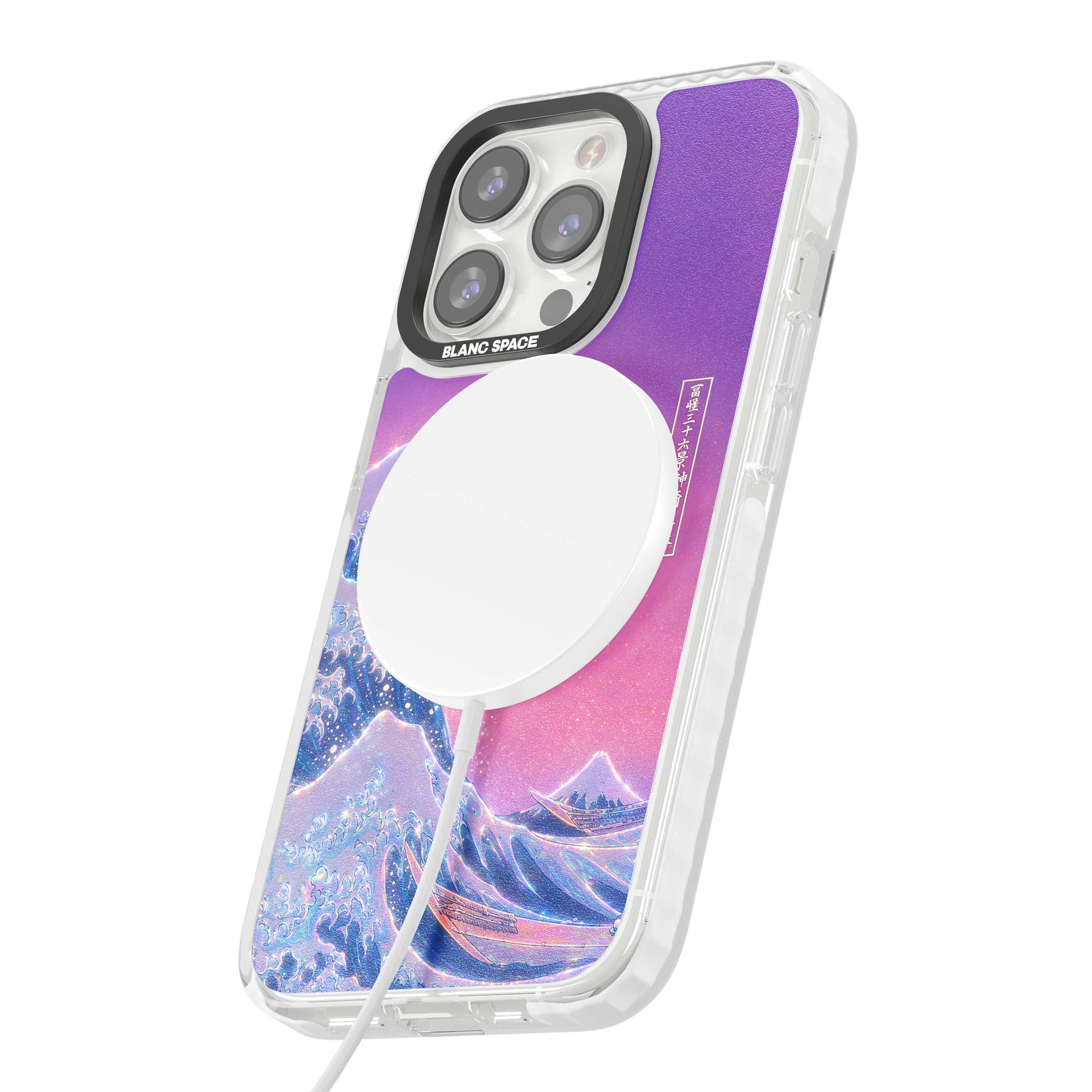 The Great Opal Wave Japanese iPhone case featuring Hokusai's great wave in iridescent pastels with lilac sky and Mou | Impact Magsafe case for iPhone 13 Pro, iPhone 14 Pro, iPhone 15 Pro
