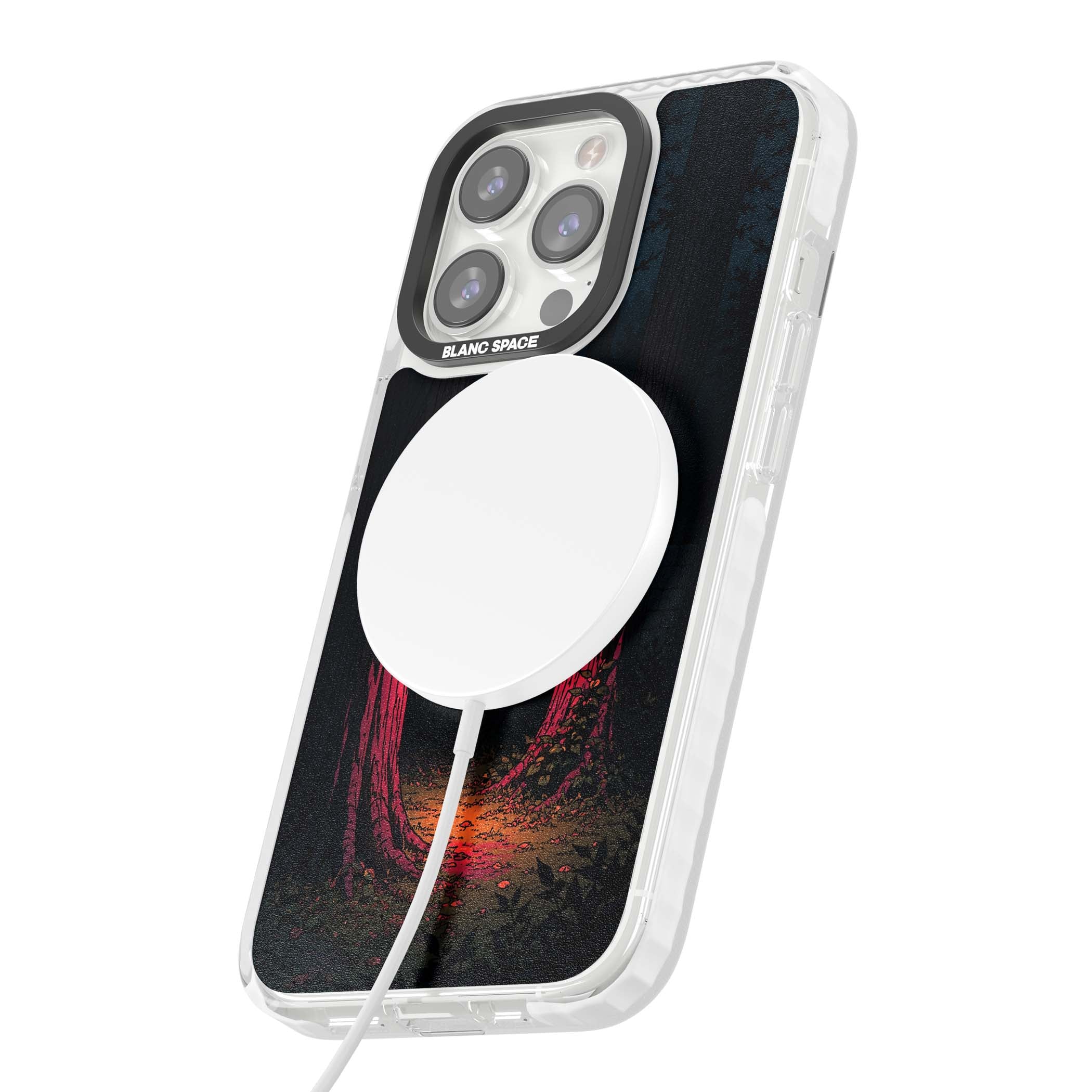 Forest Lantern dark academia iPhone case featuring a moonlit forest, glowing lantern, and stone wall pathway | Impact Magsafe case for iPhone 13 Pro, iPhone 14 Pro, iPhone 15 Pro