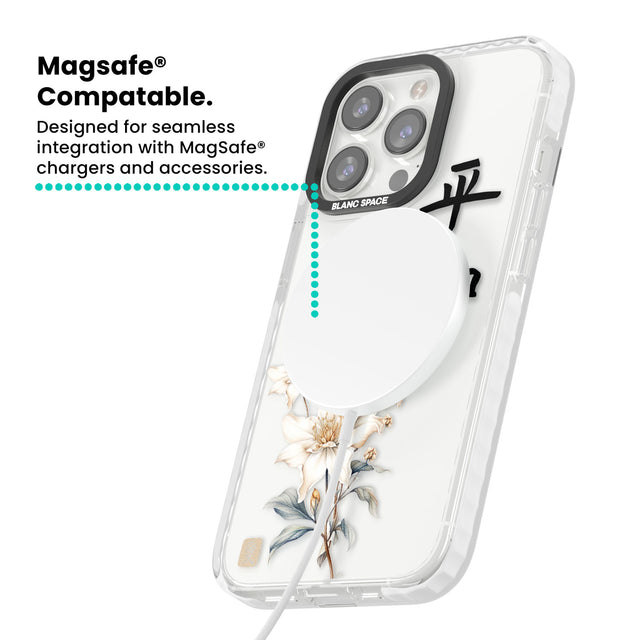 Peace and Flowers Magsafe Impact Phone Case for iPhone 13 Pro, iPhone 14 Pro, iPhone 15 Pro