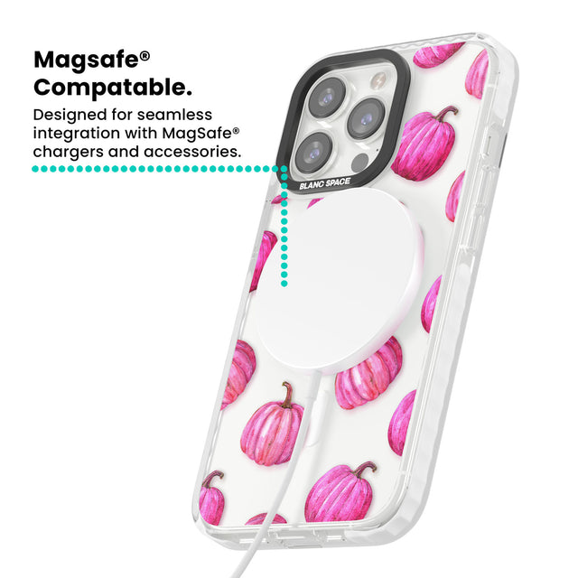 Pink Pumpkins Magsafe Impact Phone Case for iPhone 13 Pro, iPhone 14 Pro, iPhone 15 Pro