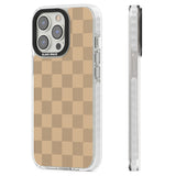 BEIGE CHECKERED Clear Impact Phone Case for iPhone 13 Pro, iPhone 14 Pro, iPhone 15 Pro