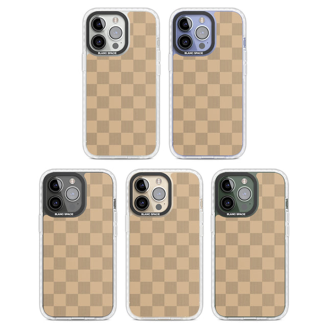 BEIGE CHECKERED Clear Impact Phone Case for iPhone 13 Pro, iPhone 14 Pro, iPhone 15 Pro