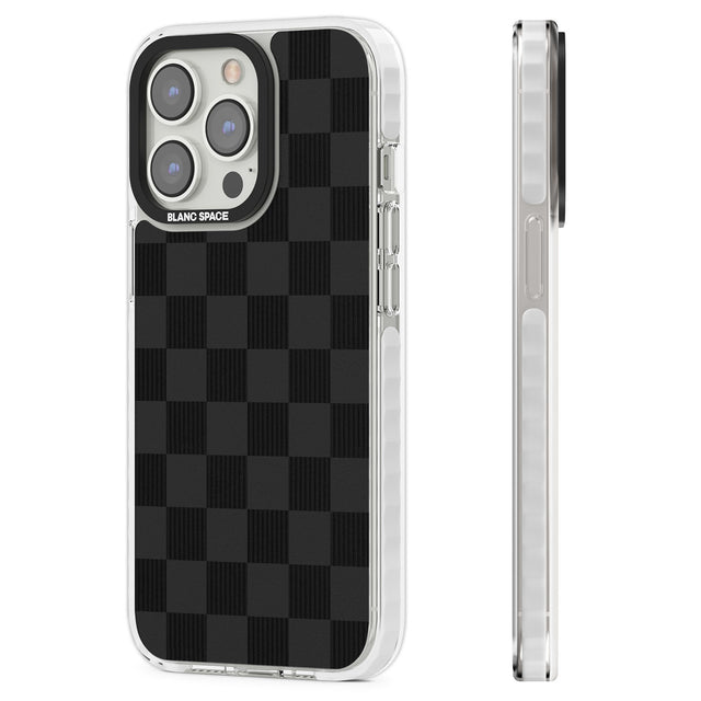 BLACK CHECKERED Clear Impact Phone Case for iPhone 13 Pro, iPhone 14 Pro, iPhone 15 Pro