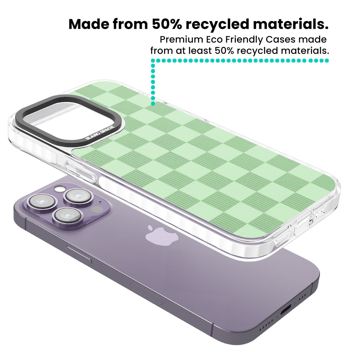 SEAFOAM CHECKERED Clear Impact Phone Case for iPhone 13 Pro, iPhone 14 Pro, iPhone 15 Pro