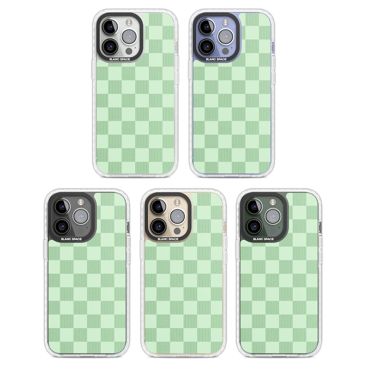 SEAFOAM CHECKERED Clear Impact Phone Case for iPhone 13 Pro, iPhone 14 Pro, iPhone 15 Pro