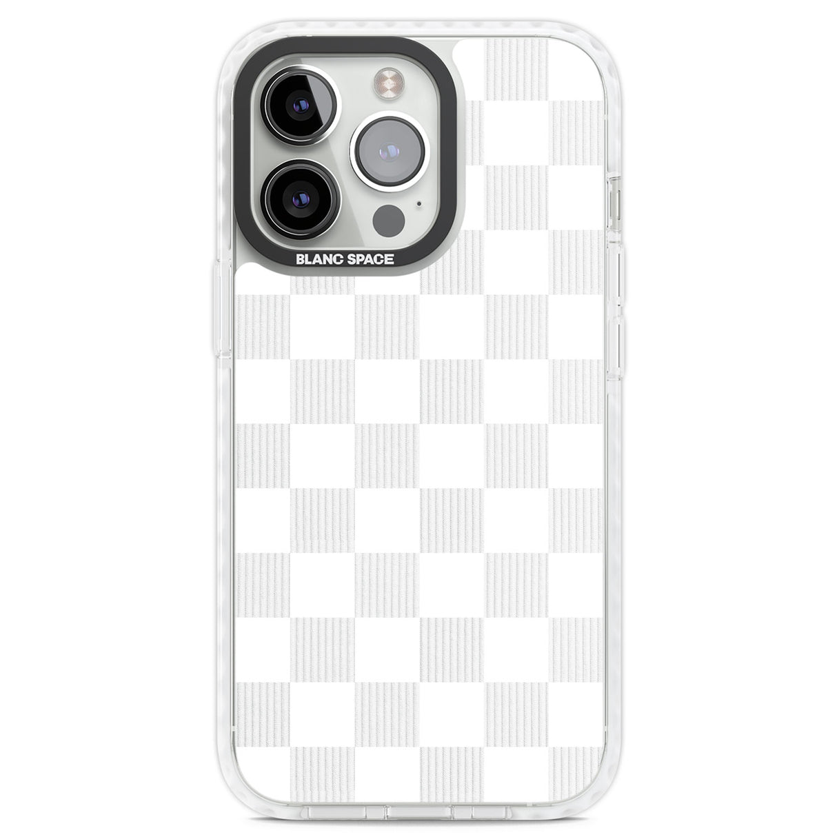 WHITE CHECKERED Clear Impact Phone Case for iPhone 13 Pro, iPhone 14 Pro, iPhone 15 Pro