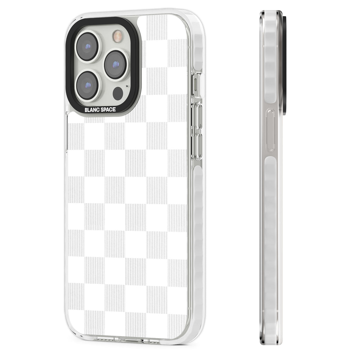 WHITE CHECKERED Clear Impact Phone Case for iPhone 13 Pro, iPhone 14 Pro, iPhone 15 Pro