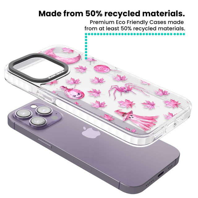 Pink Moon & Maple Clear Impact Phone Case for iPhone 13 Pro, iPhone 14 Pro, iPhone 15 Pro