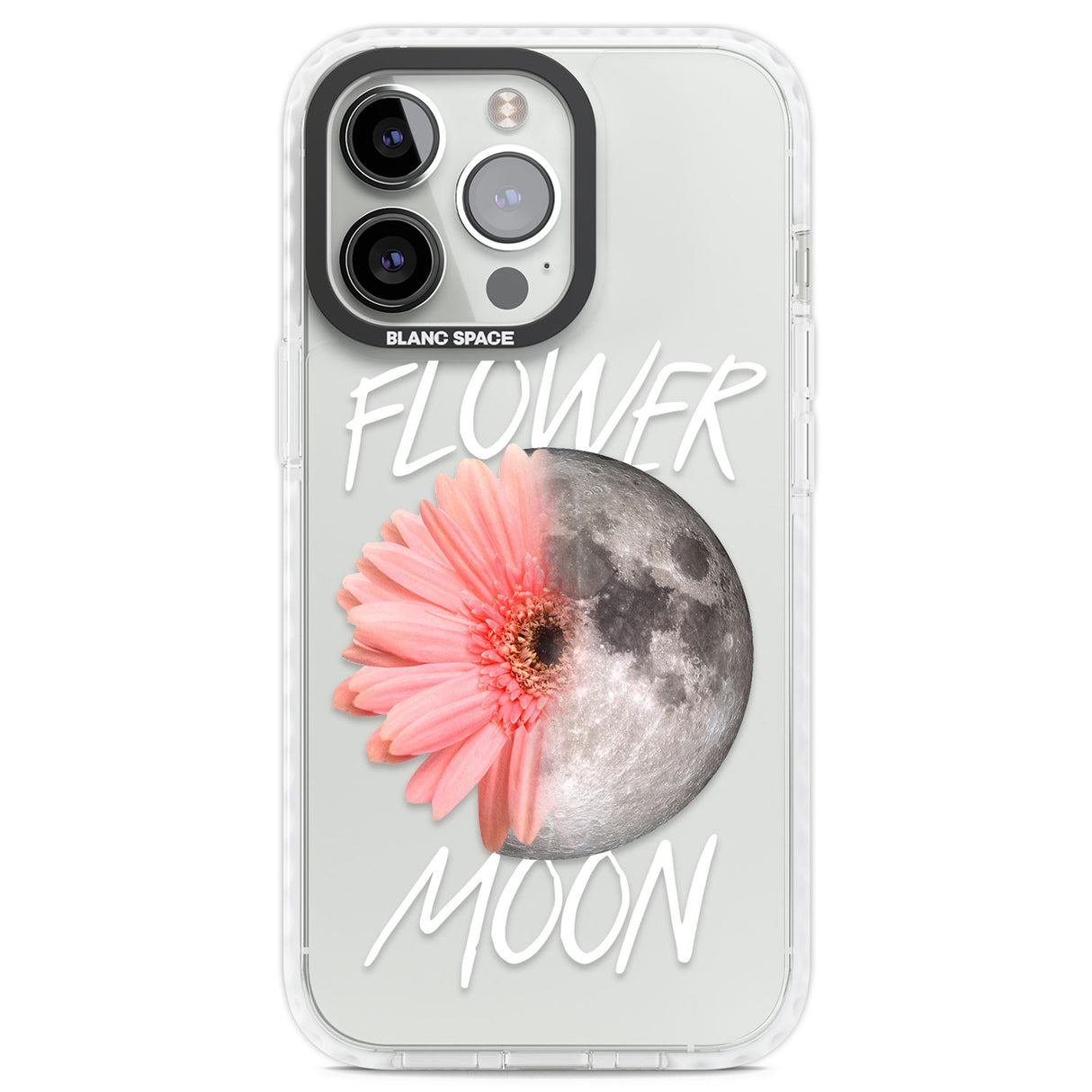 Flower Moon Clear Impact Phone Case for iPhone 13 Pro, iPhone 14 Pro, iPhone 15 Pro