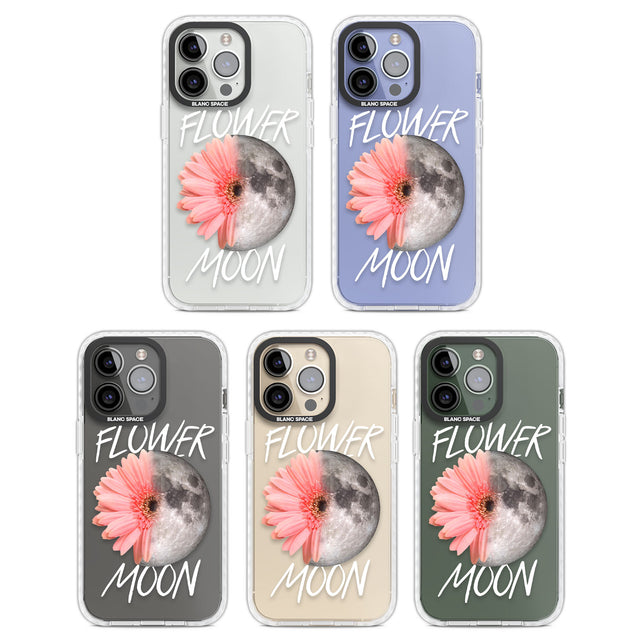 Flower Moon Clear Impact Phone Case for iPhone 13 Pro, iPhone 14 Pro, iPhone 15 Pro