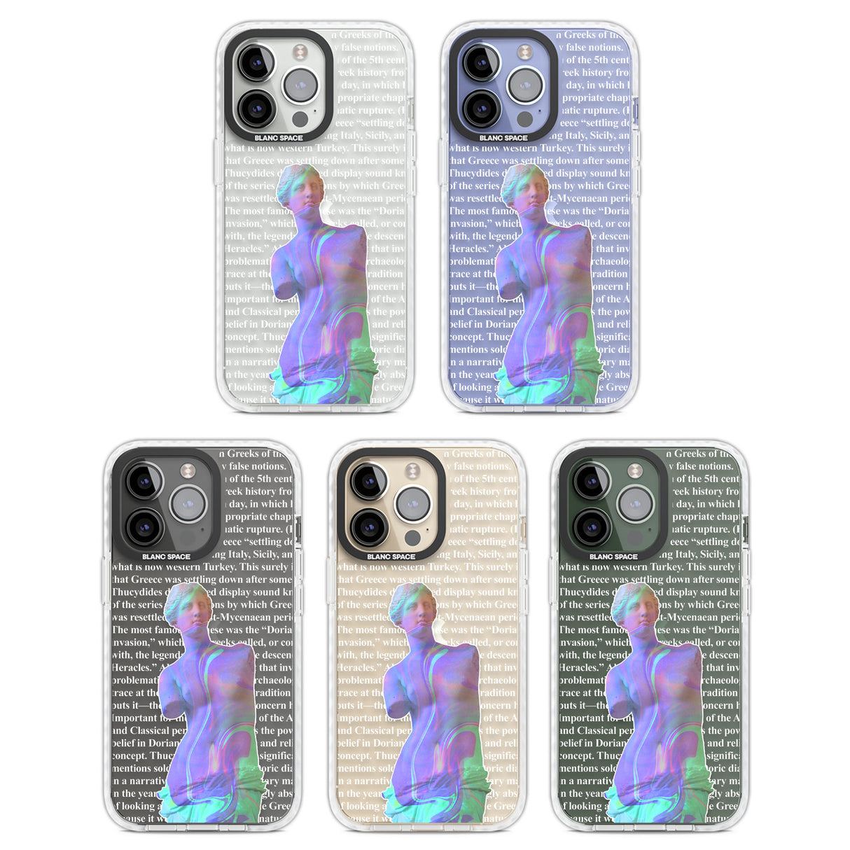 Iridescent De Milo Clear Impact Phone Case for iPhone 13 Pro, iPhone 14 Pro, iPhone 15 Pro