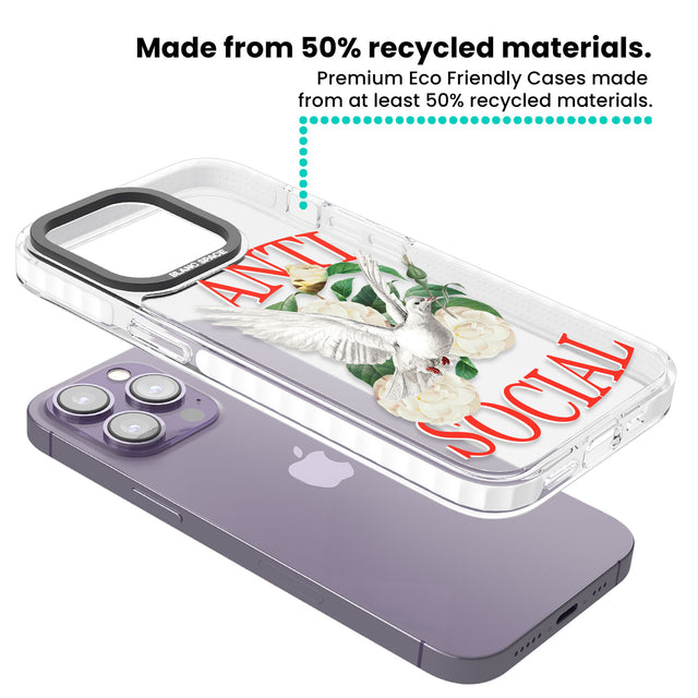 Anti-Social Clear Impact Phone Case for iPhone 13 Pro, iPhone 14 Pro, iPhone 15 Pro