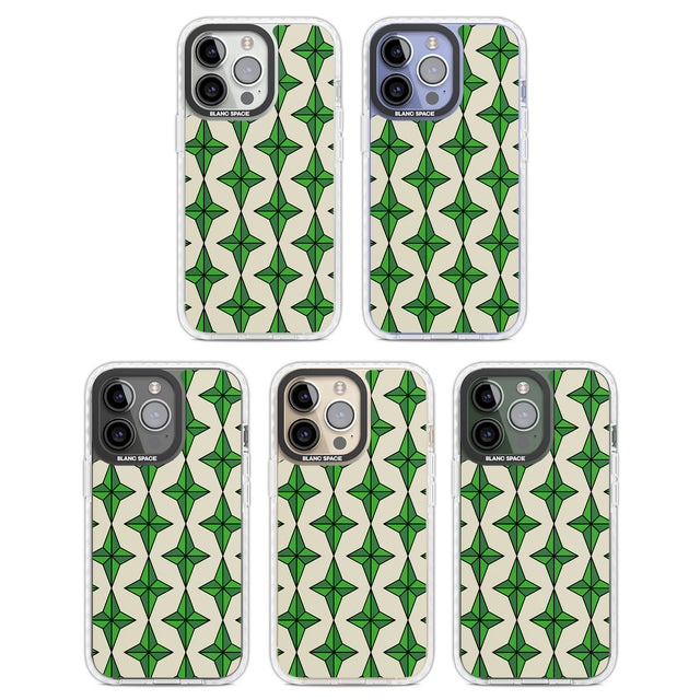 Emerald Stars Pattern Clear Impact Phone Case for iPhone 13 Pro, iPhone 14 Pro, iPhone 15 Pro