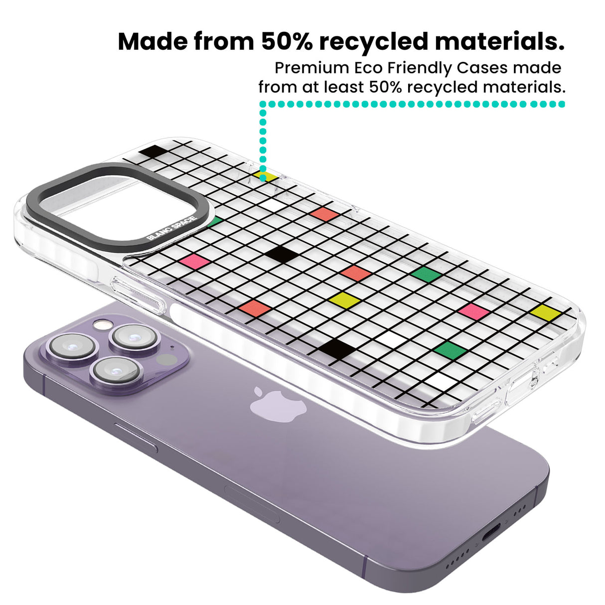 Vibrant Clear Geometric Grid Clear Impact Phone Case for iPhone 13 Pro, iPhone 14 Pro, iPhone 15 Pro