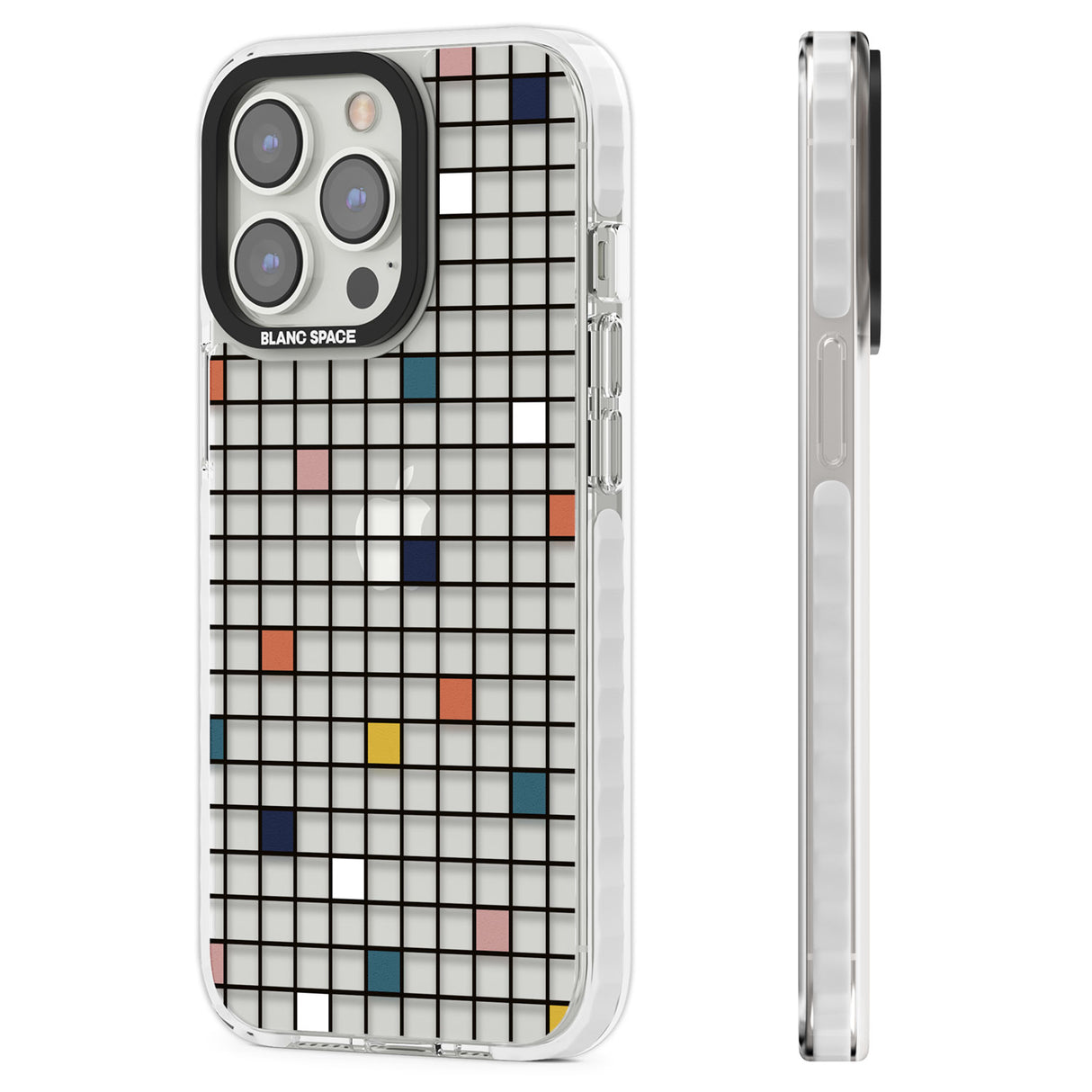 Earthtone Clear Geometric Grid Clear Impact Phone Case for iPhone 13 Pro, iPhone 14 Pro, iPhone 15 Pro
