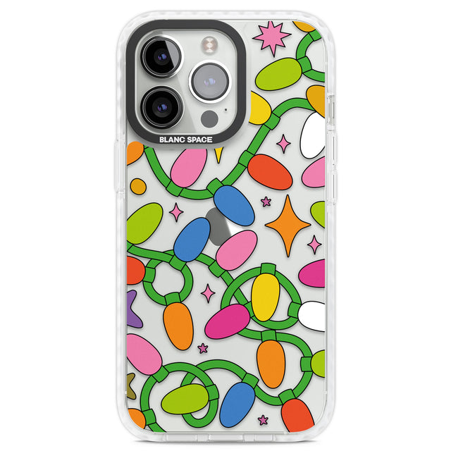 Festive Lights Pattern Clear Impact Phone Case for iPhone 13 Pro, iPhone 14 Pro, iPhone 15 Pro