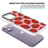 Strawberry Pattern (Pink) Clear Impact Phone Case for iPhone 13 Pro, iPhone 14 Pro, iPhone 15 Pro