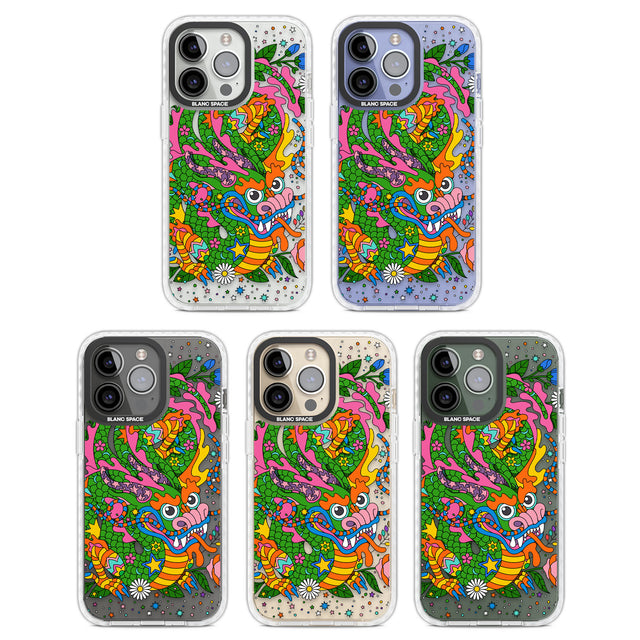 Psychedelic Jungle Dragon Clear Impact Phone Case for iPhone 13 Pro, iPhone 14 Pro, iPhone 15 Pro