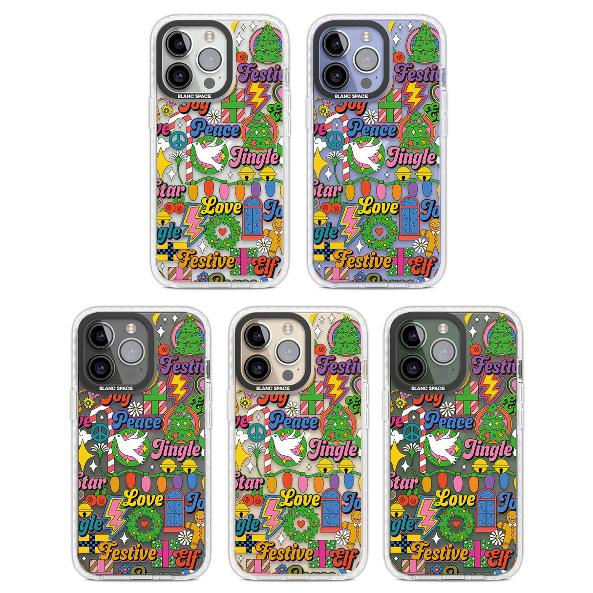Peace & Festivities Clear Impact Phone Case for iPhone 13 Pro, iPhone 14 Pro, iPhone 15 Pro