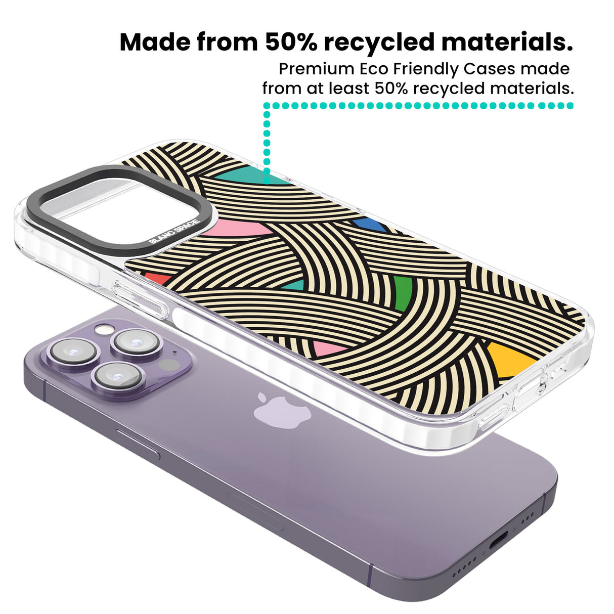 Multicolour Optic Waves Clear Impact Phone Case for iPhone 13 Pro, iPhone 14 Pro, iPhone 15 Pro