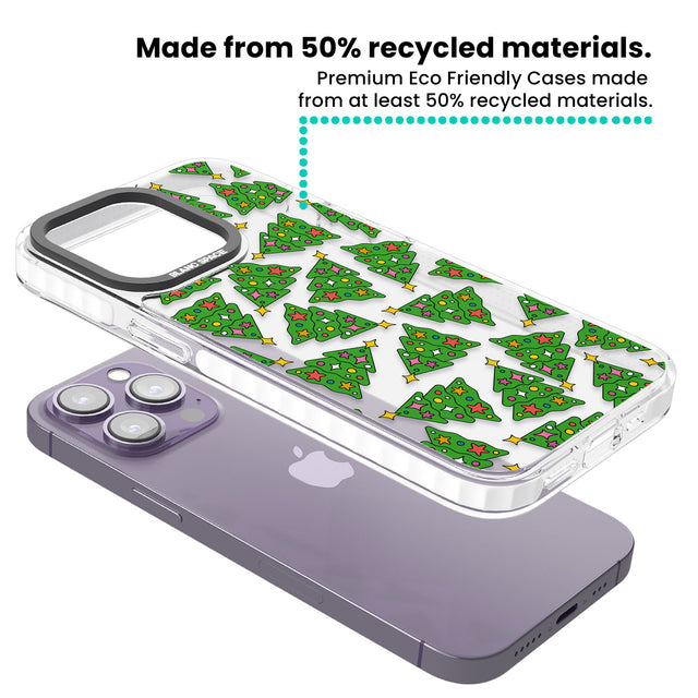 Christmas Tree Pattern Clear Impact Phone Case for iPhone 13 Pro, iPhone 14 Pro, iPhone 15 Pro